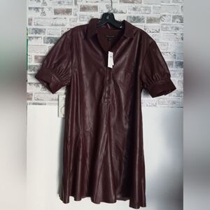 Banana Republic Brown Leather Dress New
